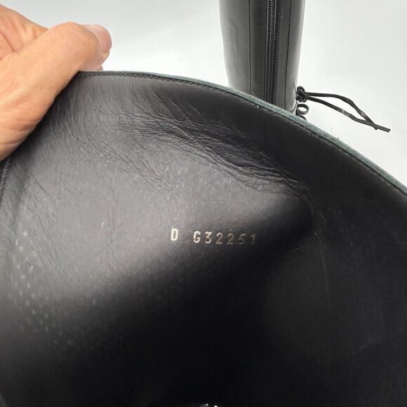 Chanel Knee High Boots Cap Toe Black Leather Lace Up Cutout - Picture 10 of 16